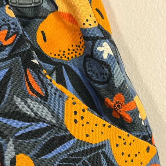 Floral and Clementine Patterned Women's Shorts Navy and Orange - Picture 3 of 9